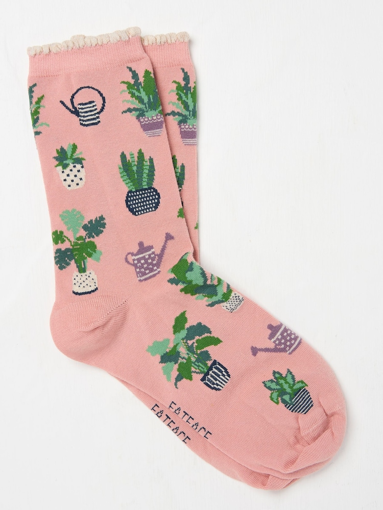 FatFace Pink House Plant Socks - Image 1 of 2