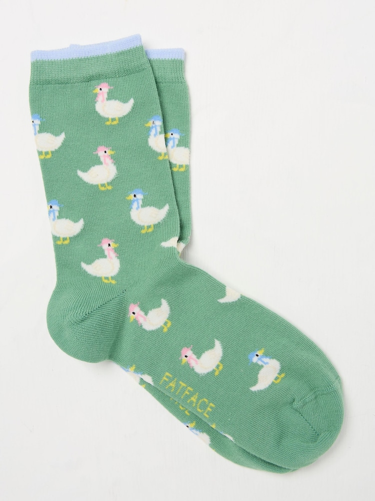 FatFace Green Geese Women's Socks - Image 1 of 2