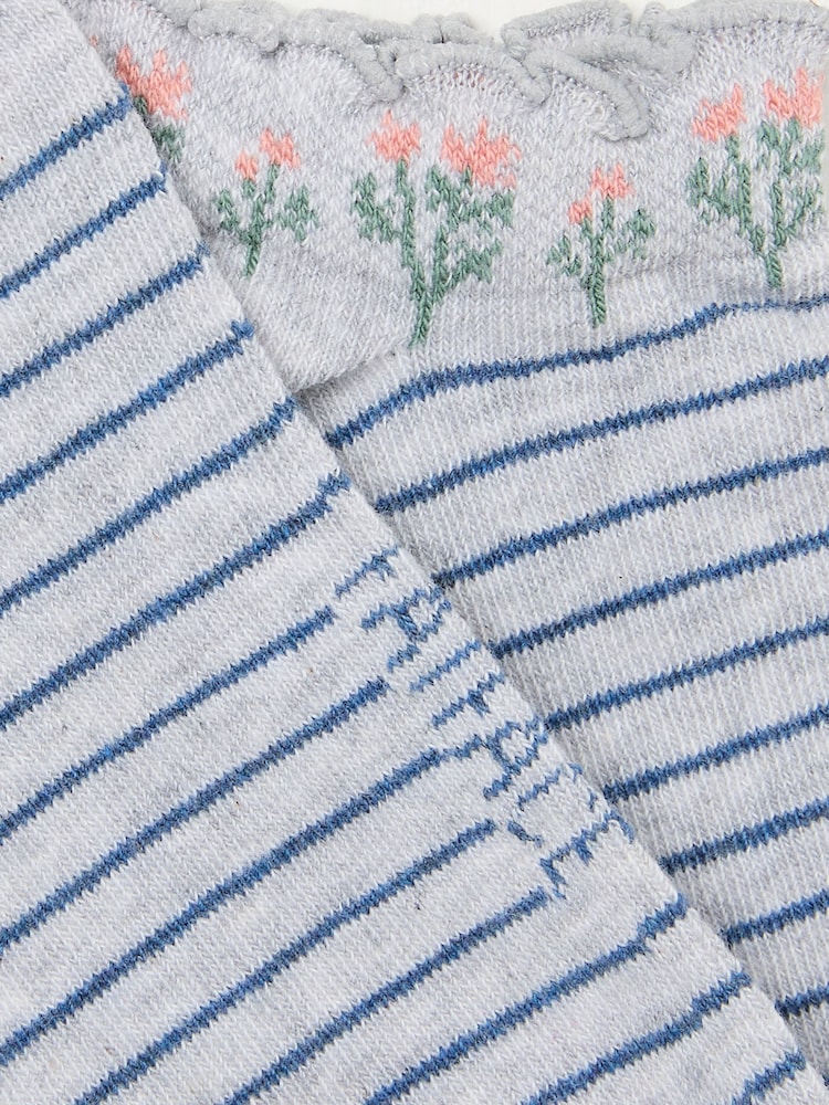 FatFace Grey Floral Women's Trainer Socks - Image 2 of 2 FatFace Grey Floral Women's Trainer Socks - Image 2 of 2