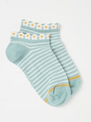 FatFace Green Daisy Women's Trainer Socks - Image 1 of 2