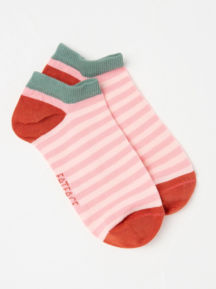 FatFace Pink Stripe Women's Trainer Socks - Image 1 of 2