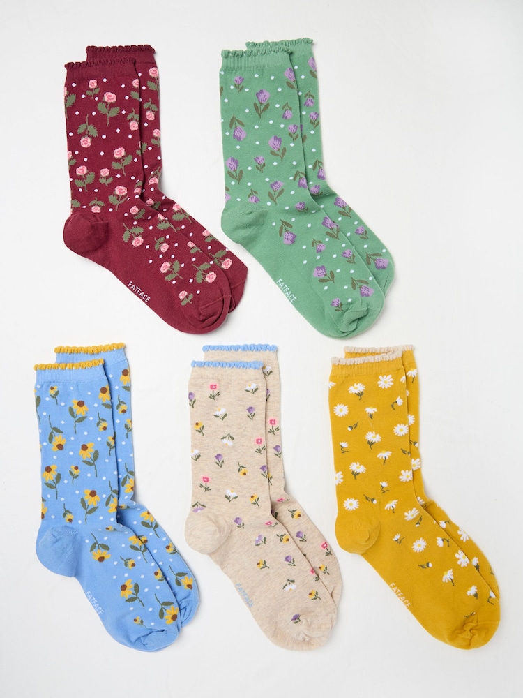 FatFace Multi Floral 5 Pack Women's Socks - Image 2 of 2