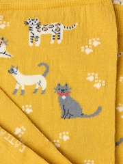 FatFace Yellow Cat Socks - Image 2 of 2