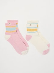 FatFace White & Pink 2 Pack Women's Sports Socks - Image 1 of 2