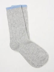 Gris - FatFace Cable Cashmere Blend Socks - Imagen 1 de 2