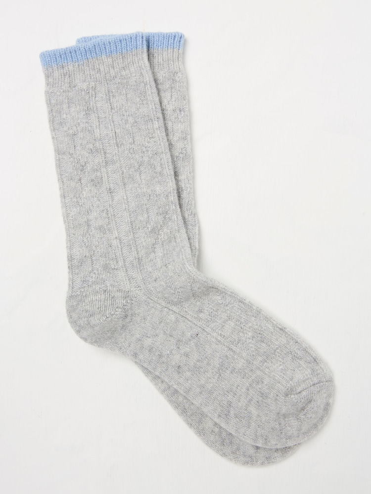 Gris - FatFace Cable Cashmere Blend Socks - Imagen 1 de 2