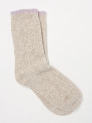 Natural - FatFace Cable Cashmere Blend Socks - Imagen 1 de 2