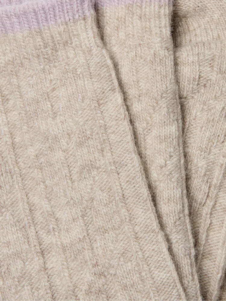 Natural - FatFace Cable Cashmere Blend Socks - Imagen 2 de 2