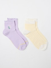 FatFace Purple Daisy 2 Pack Women's Ankle Socks - Image 1 of 2