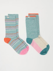 FatFace Teal Blue 2 Pack Women's Boot Socks - Image 1 of 2