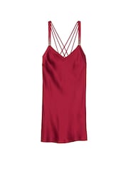 Victoria's Secret Red Lacquer Shine Strappy Back Satin Slip Dress - Image 3 of 3