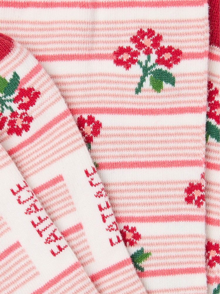 FatFace White Stripe Floral Socks - Image 2 of 2