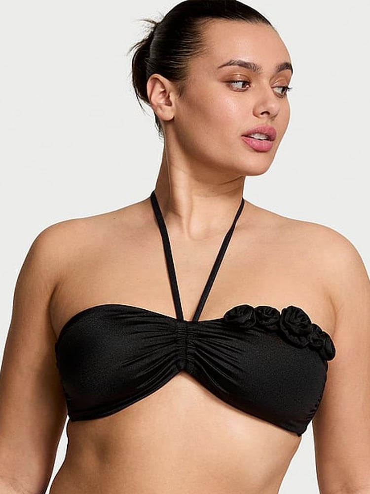 Victoria's Secret Black Bandeau Rosette Bikini Top - Image 1 of 4