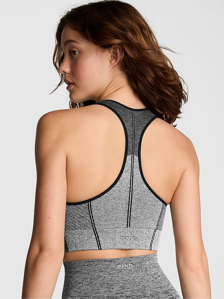 Victoria's Secret PINK Black Marl Seamless Sports Bra - Image 2 of 4