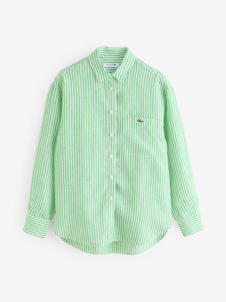 Lacoste Oversized Striped Linen Shirt - Image 5 of 5