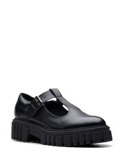 Clarks Black Leather Page Bar Shoes - Image 4 of 7