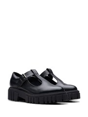 Clarks Black Leather Page Bar Shoes - Image 5 of 7