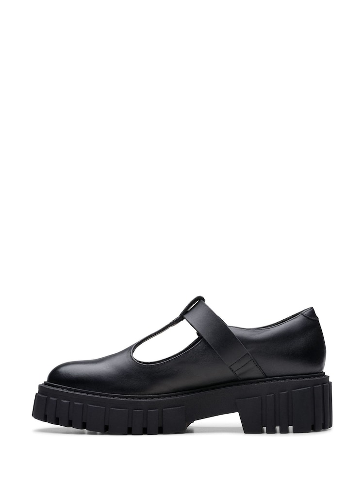 Clarks Black Leather Page Bar Shoes - Image 7 of 7