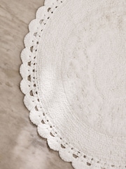 Shabby Chic by Rachel Ashwell® White Oval Crochet 100% Cotton Bath Mat - Image 2 of 4