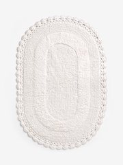 Shabby Chic by Rachel Ashwell® White Oval Crochet 100% Cotton Bath Mat - Image 3 of 4