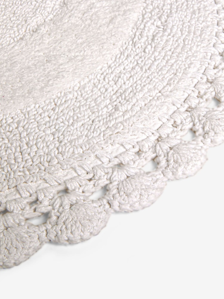 Shabby Chic by Rachel Ashwell® White Oval Crochet 100% Cotton Bath Mat - Image 4 of 4