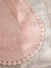 Shabby Chic by Rachel Ashwell® Soft Pink Oval Crochet 100% Cotton Bath Mat - Image 2 of 3