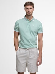 Barbour® Green Ferrybridge Lightweight Tailored Fit 100% Cotton Polo Shirt - Image 1 of 7