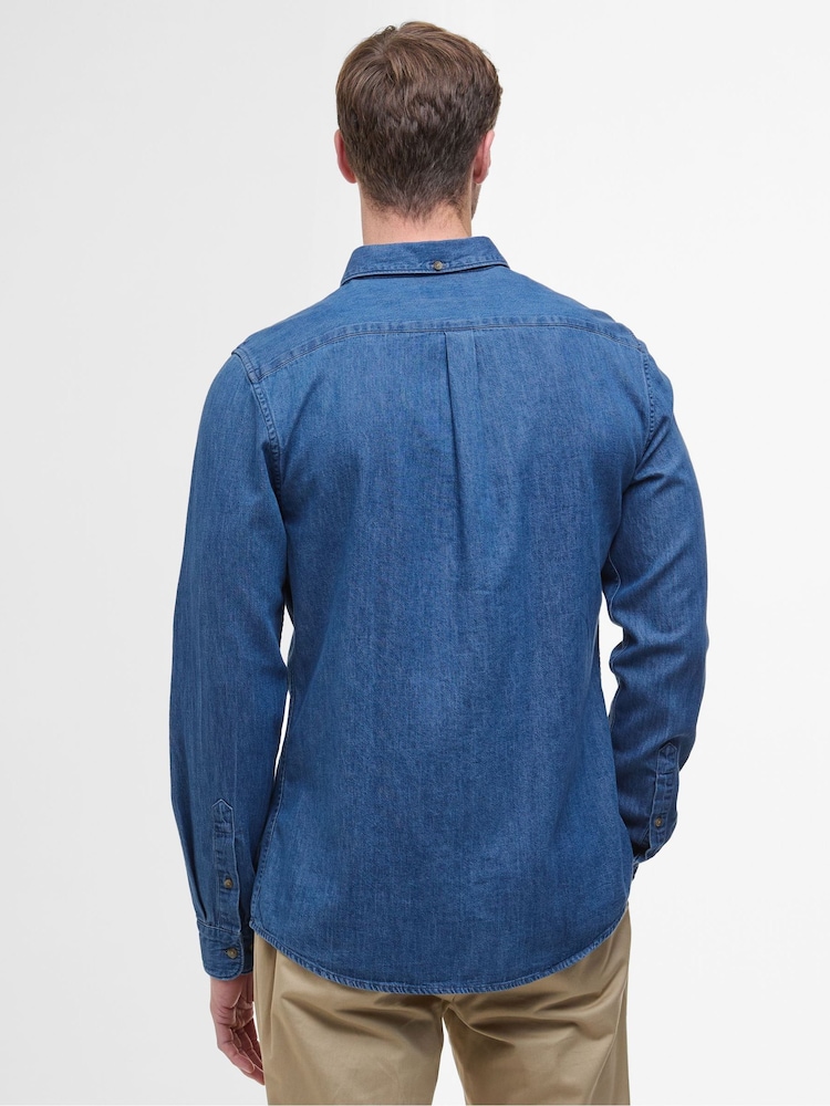 Barbour® Blue 100% Cotton Chambray Crest Tailored Fit Shirt - Image 2 of 6