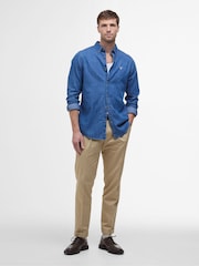 Barbour® Blue 100% Cotton Chambray Crest Tailored Fit Shirt - Image 3 of 6