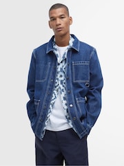 Barbour® Blue 100% Cotton Denim Grindle Overshirt - Image 1 of 6