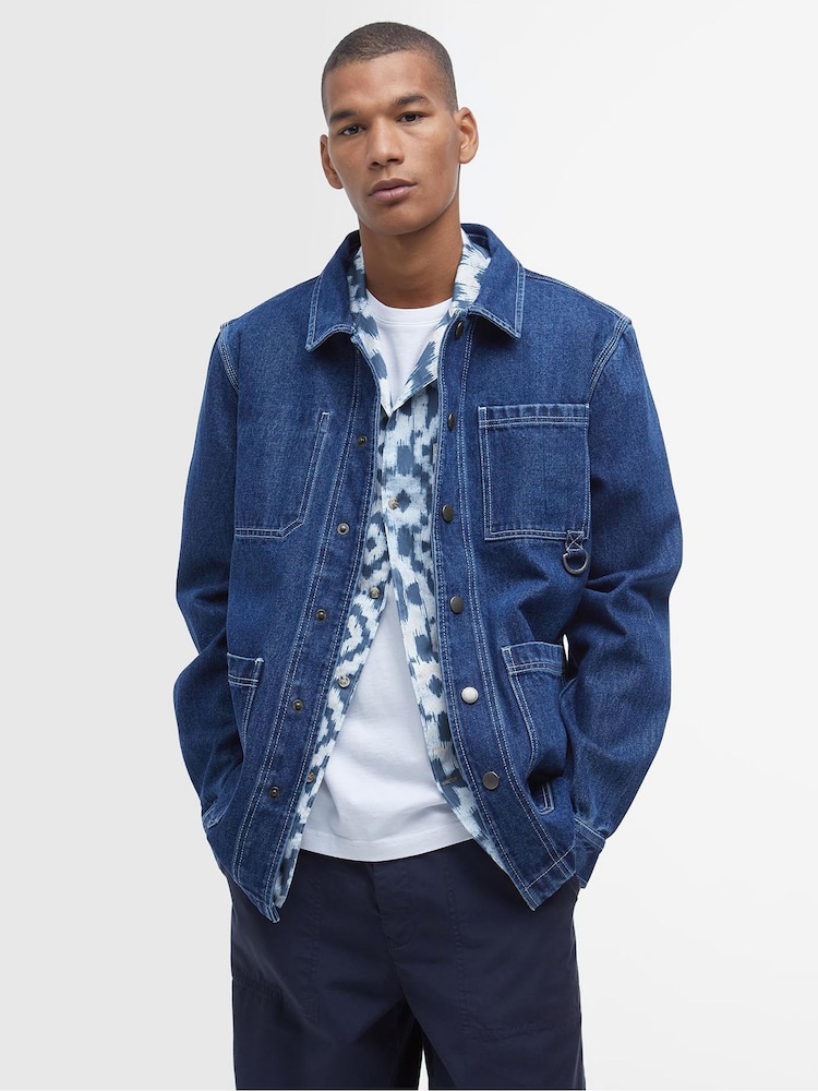 Barbour® Blue 100% Cotton Denim Grindle Overshirt - Image 1 of 6