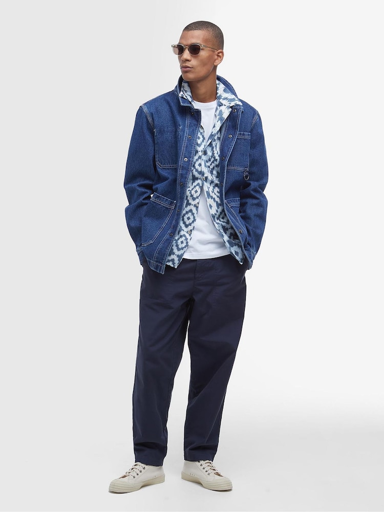Barbour® Blue 100% Cotton Denim Grindle Overshirt - Image 2 of 6