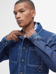 Barbour® Blue 100% Cotton Denim Grindle Overshirt - Image 4 of 6