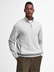 Barbour® Grey Beckhill Quarter Zip 100% Cotton Sweatshirt - Image 1 of 5
