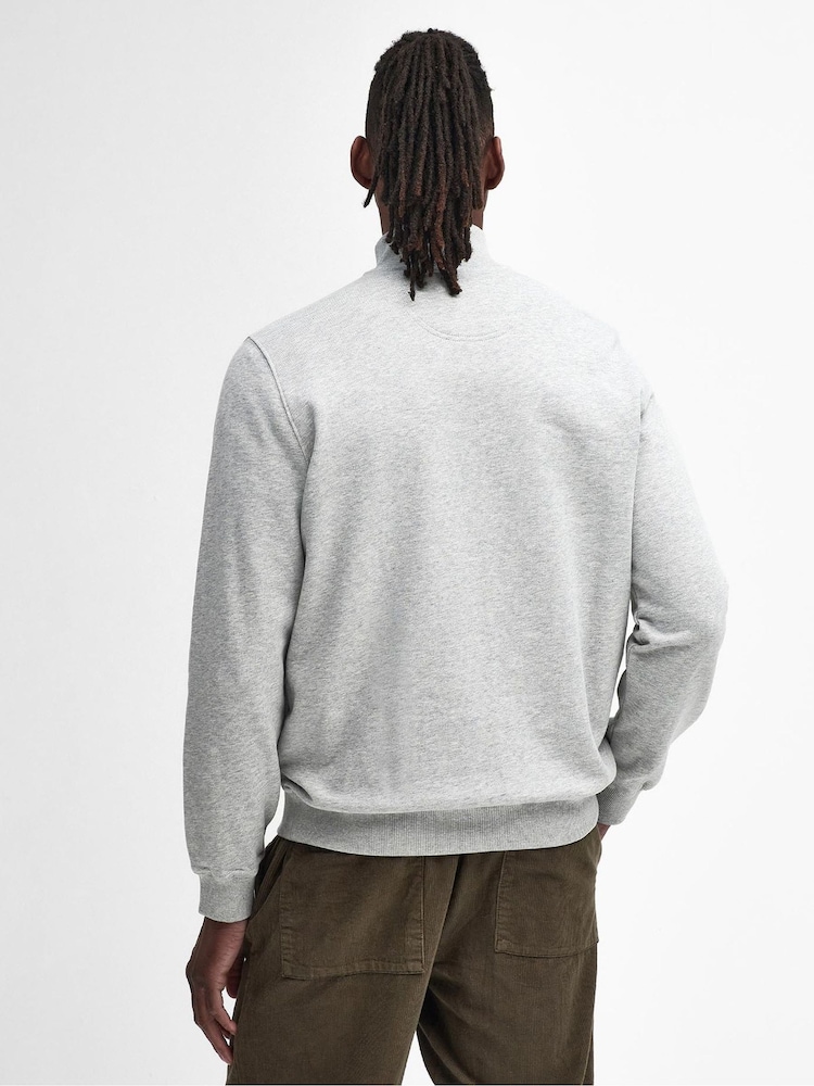 Barbour® Grey Beckhill Quarter Zip 100% Cotton Sweatshirt - Image 2 of 5