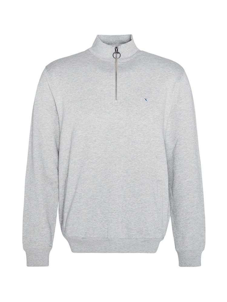 Barbour® Grey Beckhill Quarter Zip 100% Cotton Sweatshirt - Image 5 of 5