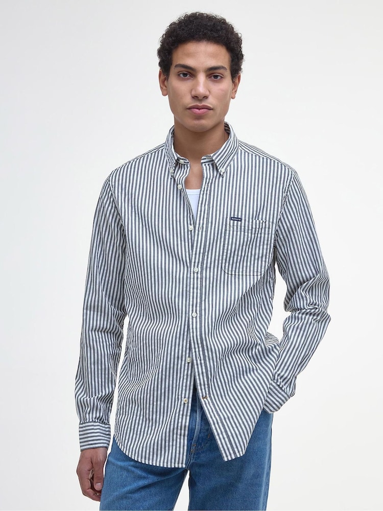 Barbour® Blue Cresswell Seersucker Tailored Fit Shirt - Image 1 of 7