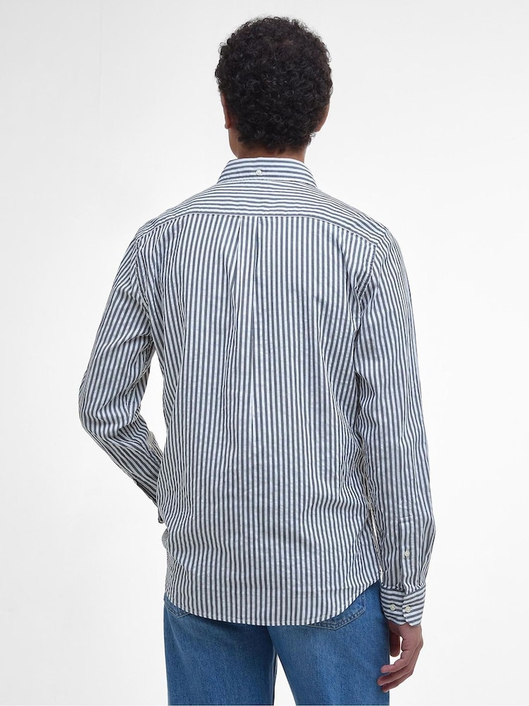 Barbour® Blue Cresswell Seersucker Tailored Fit Shirt - Image 2 of 7