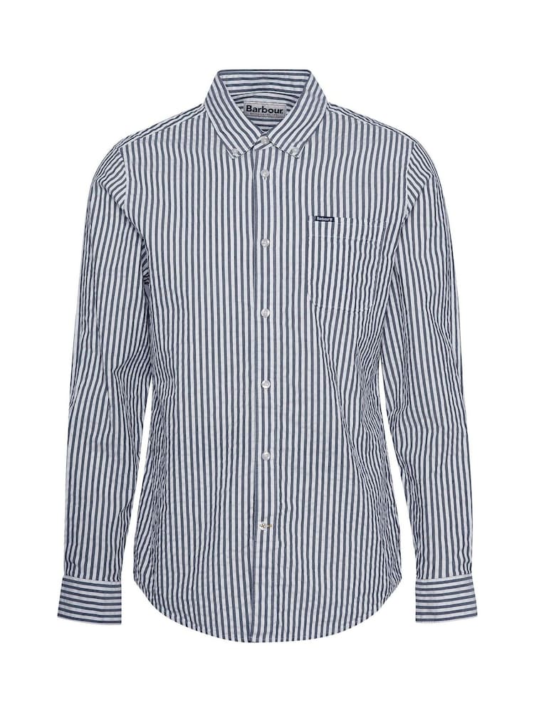Barbour® Blue Cresswell Seersucker Tailored Fit Shirt - Image 7 of 7