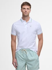 Barbour® White Ferrybridge Lightweight Tailored Fit 100% Cotton Polo Shirt - Image 1 of 7