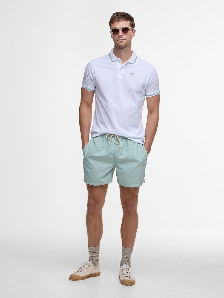 Barbour® White Ferrybridge Lightweight Tailored Fit 100% Cotton Polo Shirt - Image 3 of 7