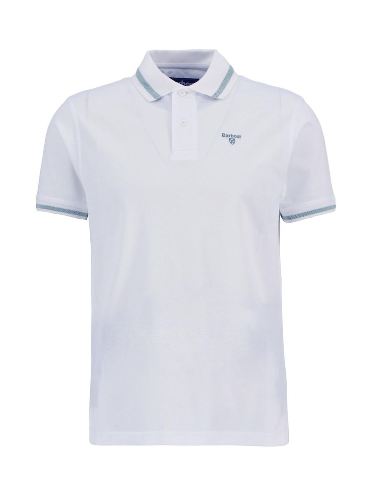 Barbour® White Ferrybridge Lightweight Tailored Fit 100% Cotton Polo Shirt - Image 6 of 7