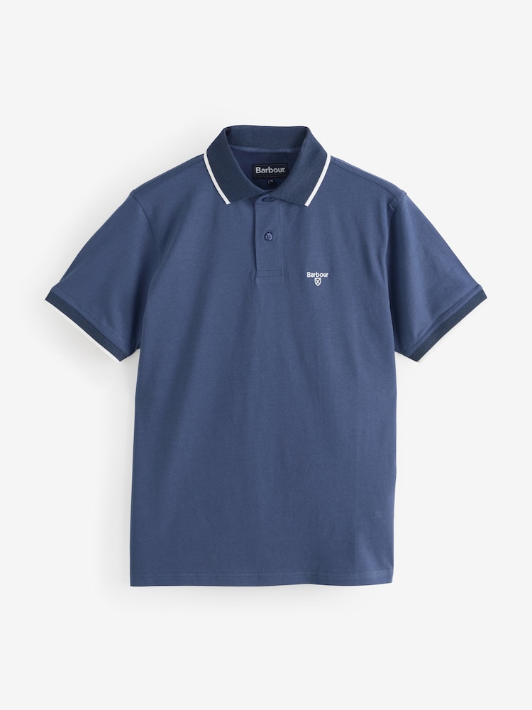 Barbour® Blue Cornsay 100% Cotton Polo Shirt - Image 6 of 6