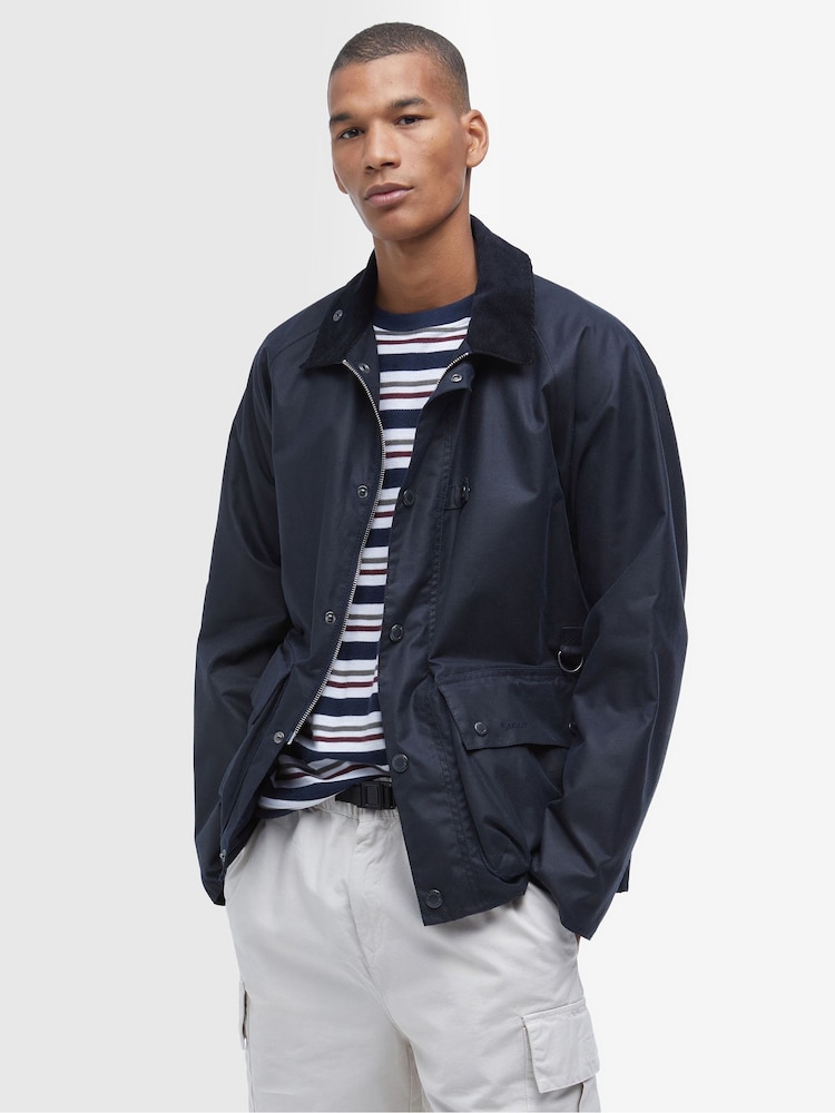 Barbour® Blue 100% Cotton Utility Spey Wax Jacket - Image 1 of 7