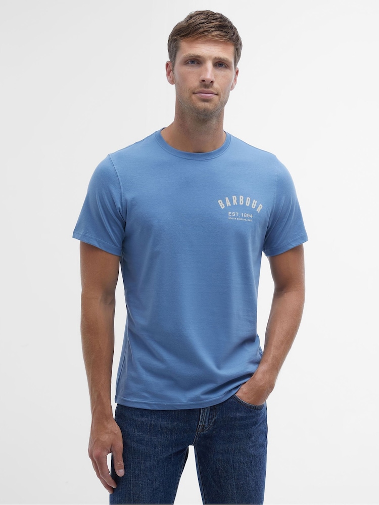 Barbour® Force Blue 100% Cotton Preppy T-Shirt - Image 1 of 4