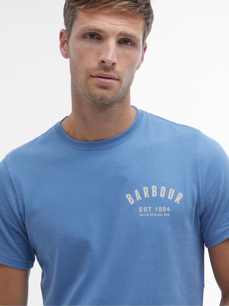 Barbour® Force Blue 100% Cotton Preppy T-Shirt - Image 3 of 4