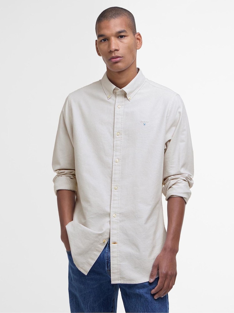 Barbour® Oatmeal Oxtown Classic Oxford Long Sleeve 100% Cotton Shirt - Image 1 of 7