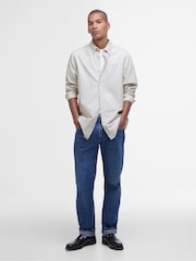 Barbour® Oatmeal Oxtown Classic Oxford Long Sleeve 100% Cotton Shirt - Image 3 of 7