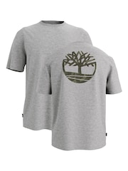 Timberland Grey 100% Cotton Kennebec River Back Camo Tree Logo Short Sleeve T-Shirt - Image 1 of 1