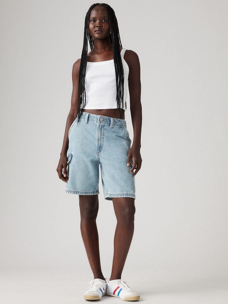 Levi's® Blue Baggy Cargo Denim 100% Cotton Shorts - Image 3 of 7